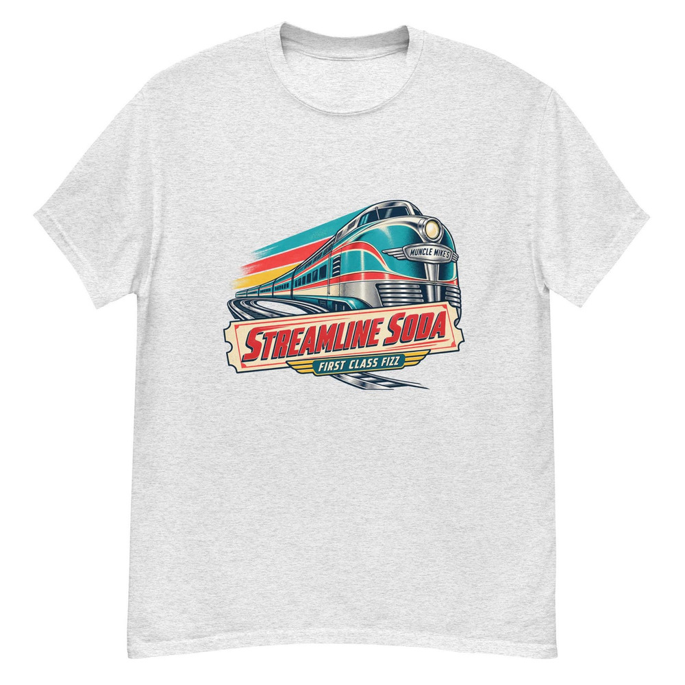 Streamline Soda T Shirt, Retro Atomic Soda Tee Ash Grey